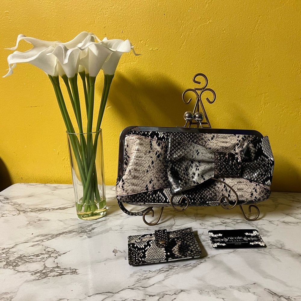 Nicole Miller Snake Pattern Clutch